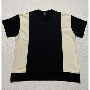 Forever 21 Men Black Cream Colorblock Short Sleeve Sweatshirt Size Large L